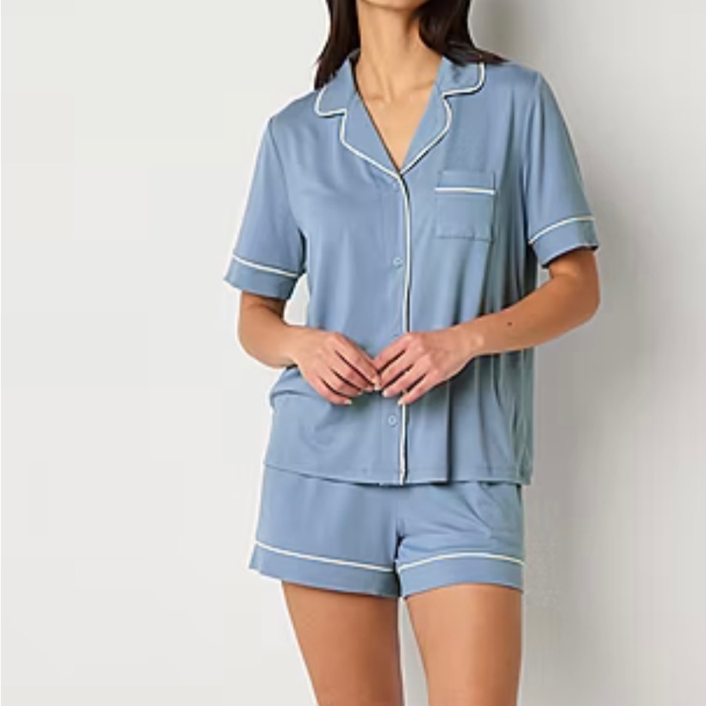 Alfani Blue Pajamas Set with Short Sleeves and Matching Shorts